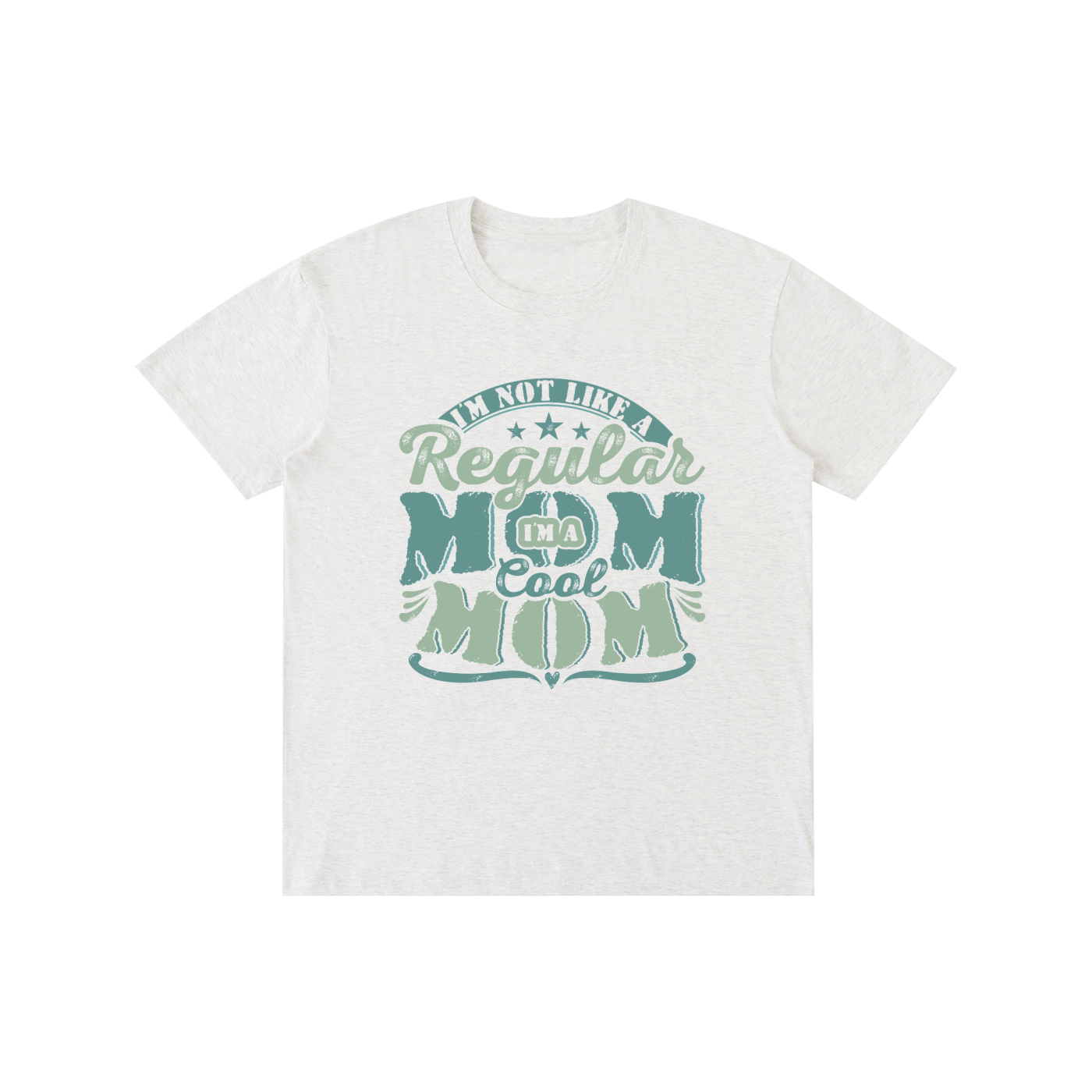 Not A Regular Mom I'm A Cool Mom Retro Tee in Flower Gray, flat lay.