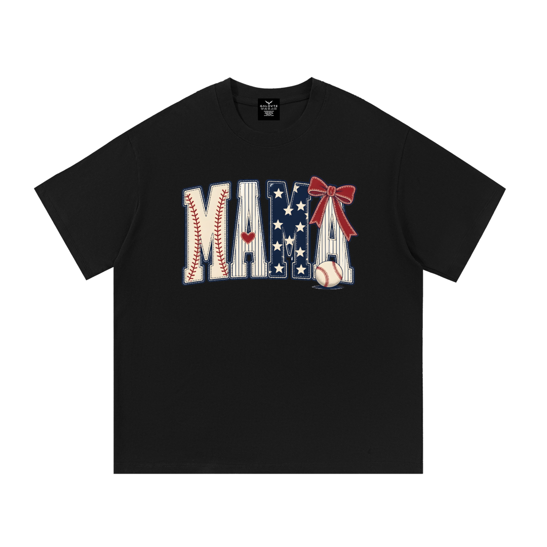 mom lover Mama Baseball Stars And Stripes Bow Tee