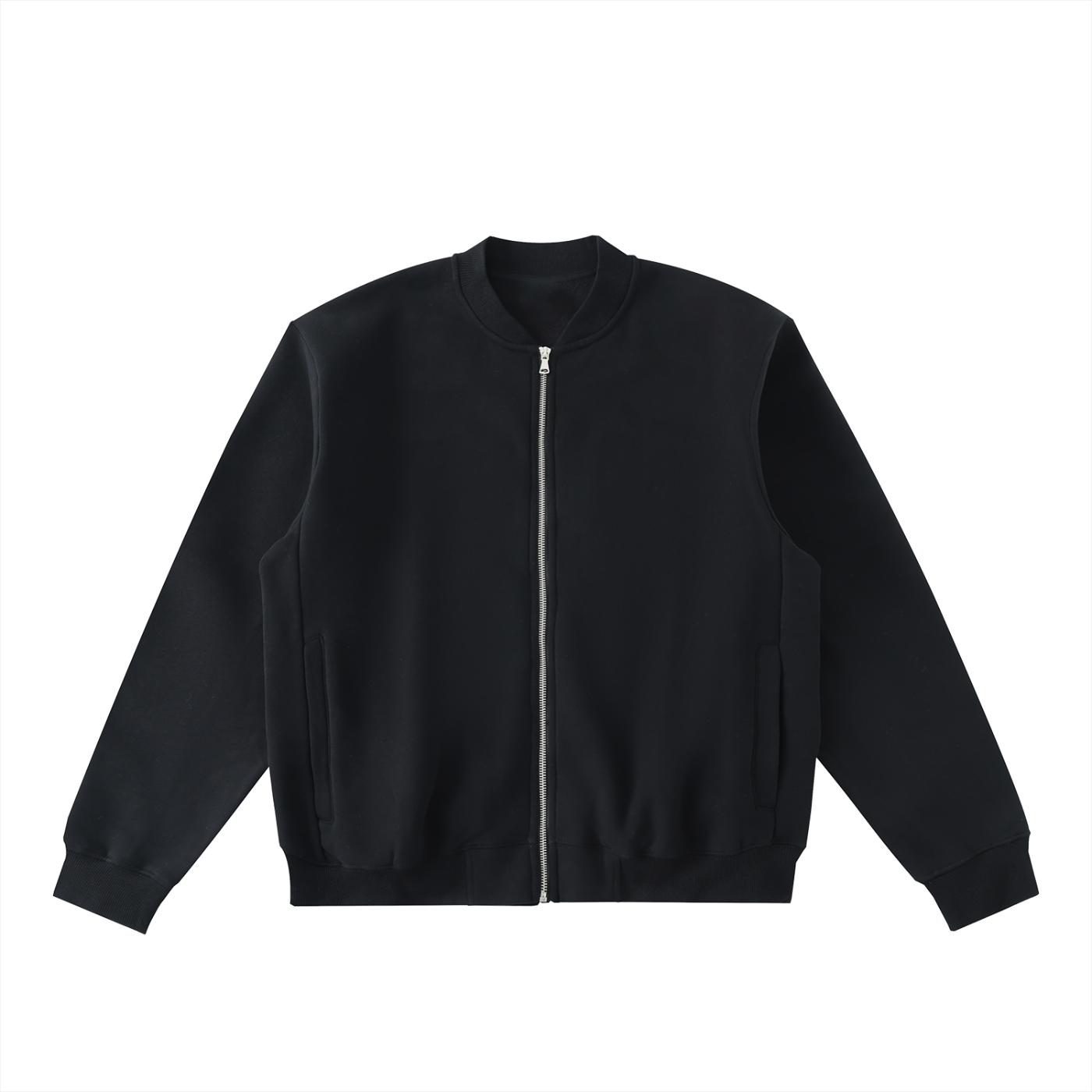 men brand Essential Zip-Up Fleeced Varsity Jacket