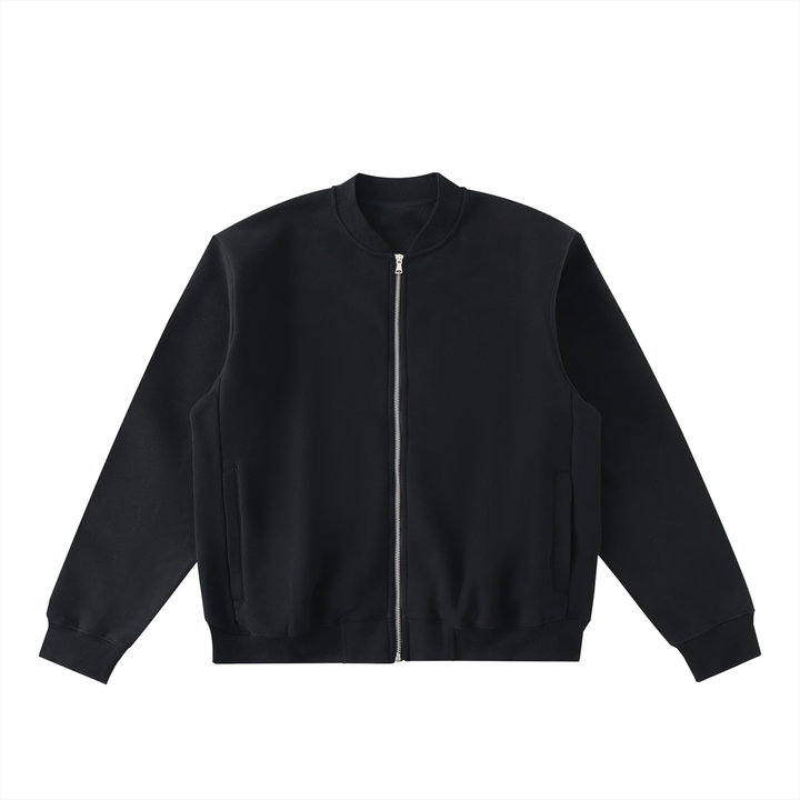 men brand Essential Zip-Up Fleeced Varsity Jacket