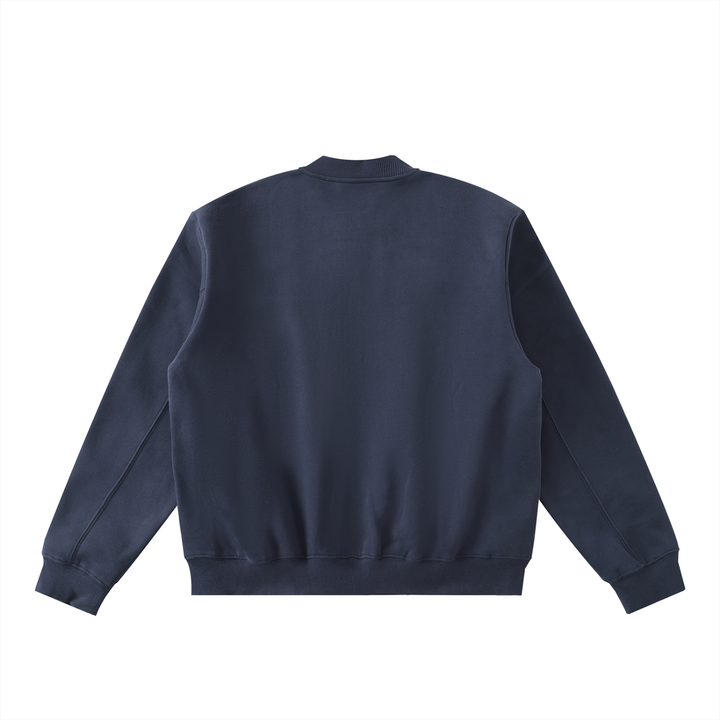 men brand Essential Zip-Up Fleeced Varsity Jacket