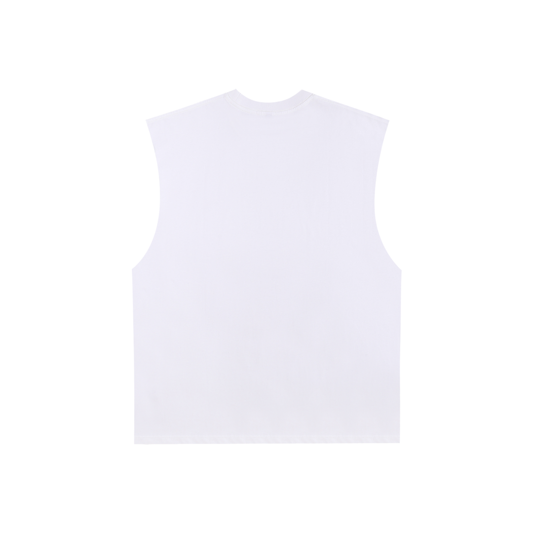 men graphic Raw Edge Cotton Tank Top