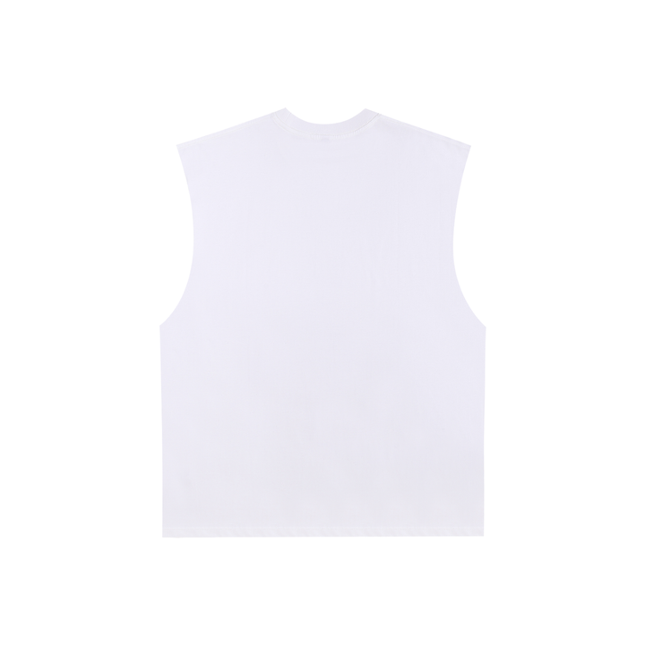 men graphic Raw Edge Cotton Tank Top