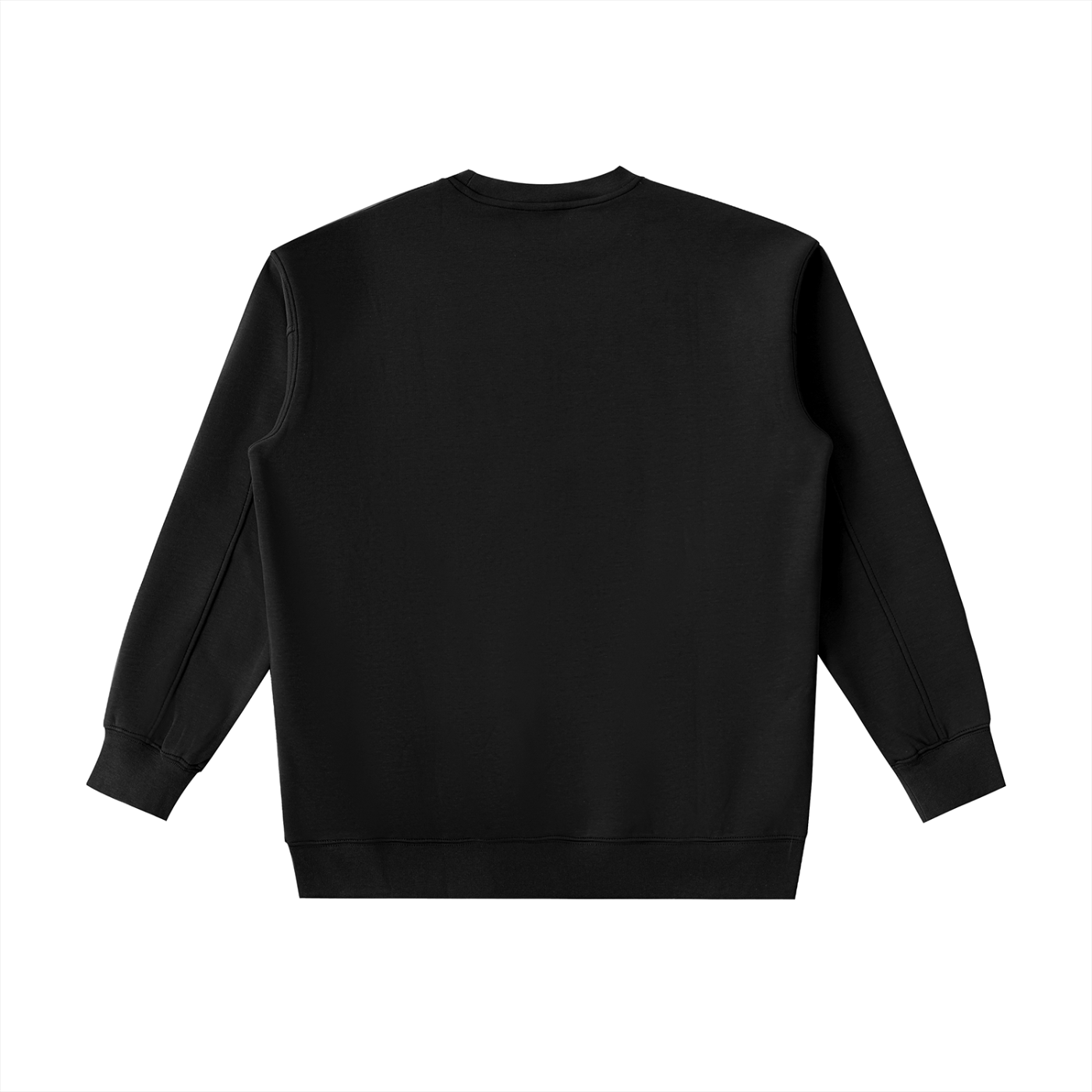 Peeking Cat Retro Sunset Crewneck Sweatshirt in Black, back view.