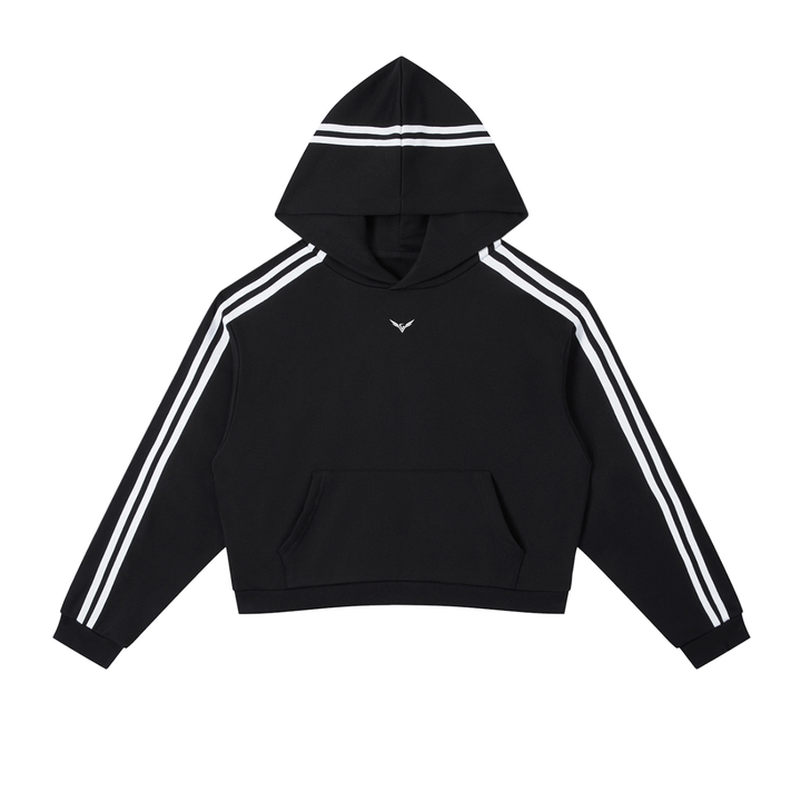 WOMEN HODDIES Contrast Side Stripe Cropped Hoodie