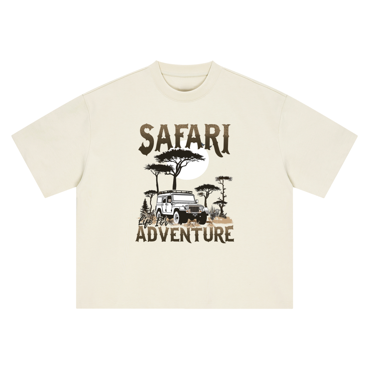 Safari Life For Adventure Vintage Overland Tee in Mild Apricot, flat lay.