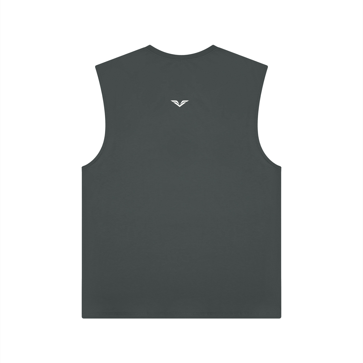 Wing Logo Performance Training Tank in Dark Gray, back view.