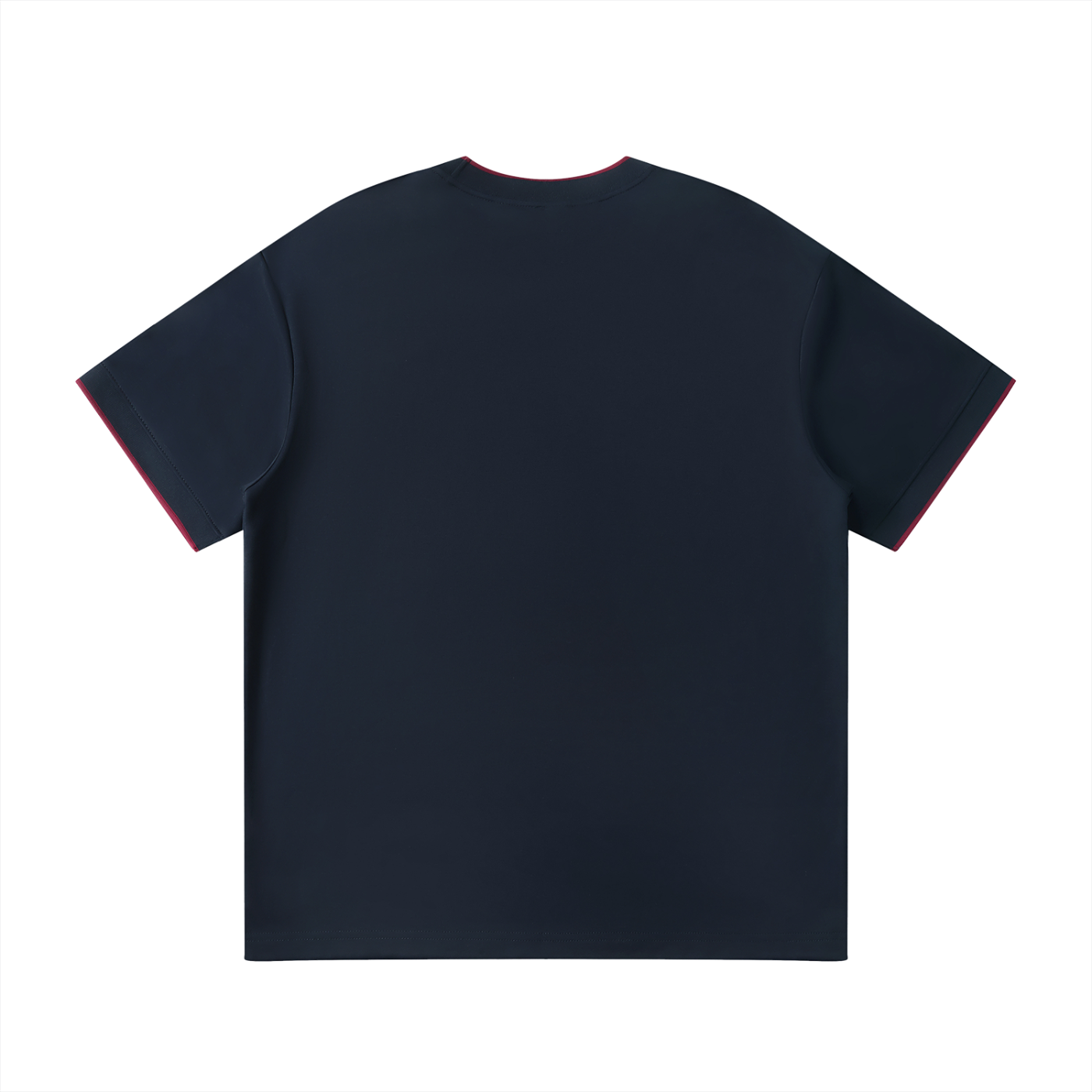 Wing Logo Contrast Tape Crewneck Tee in Navy Blue, back view.
