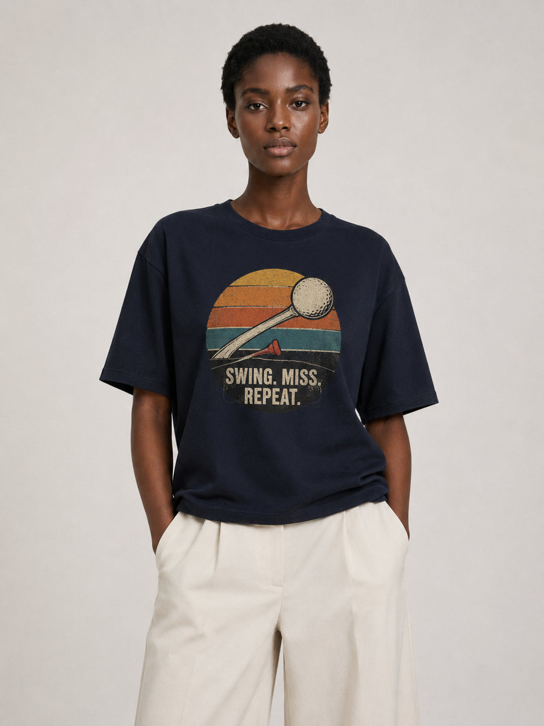 golf lover Swing Miss Repeat Retro Golf Oversized Tee