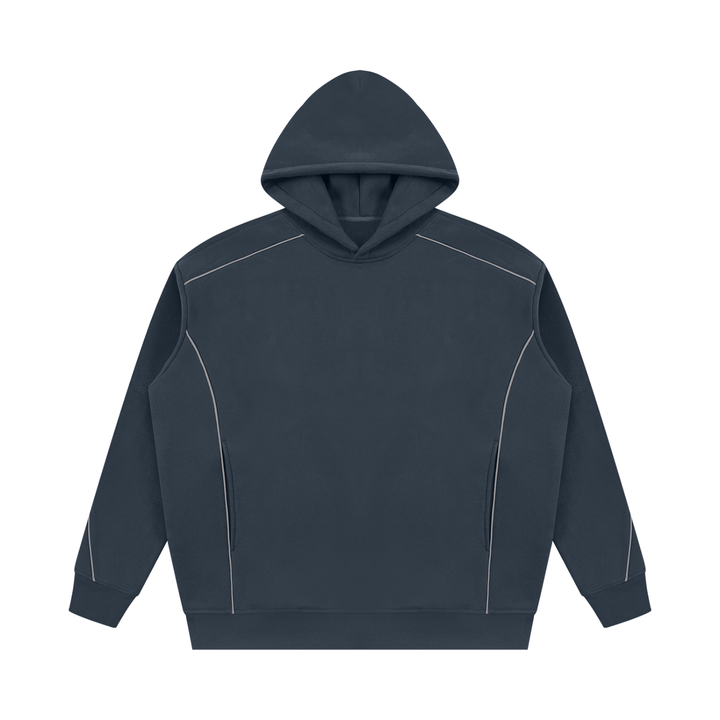 men hoddies  Oversized Piping Fleece Hoodie