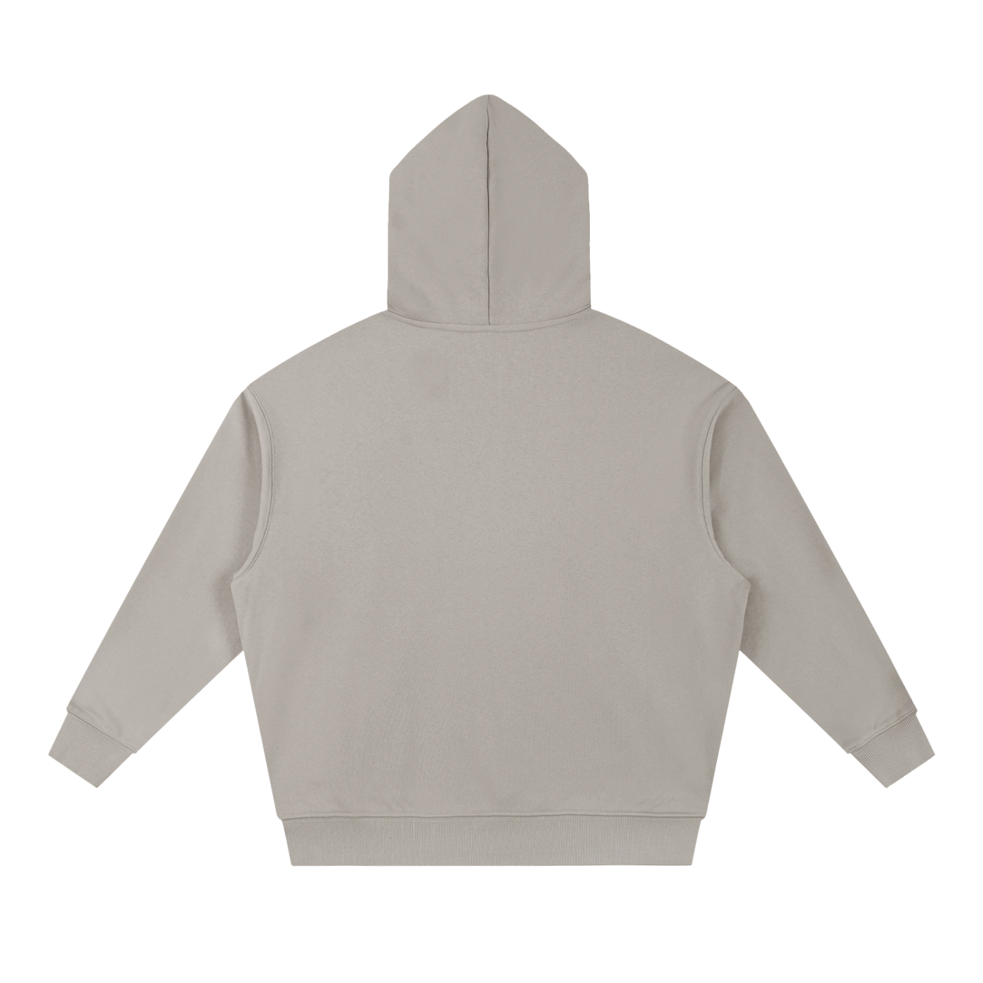 Wing Logo Heavyweight Drop Shoulder Hoodie — Stone in Medium Gray, back view.