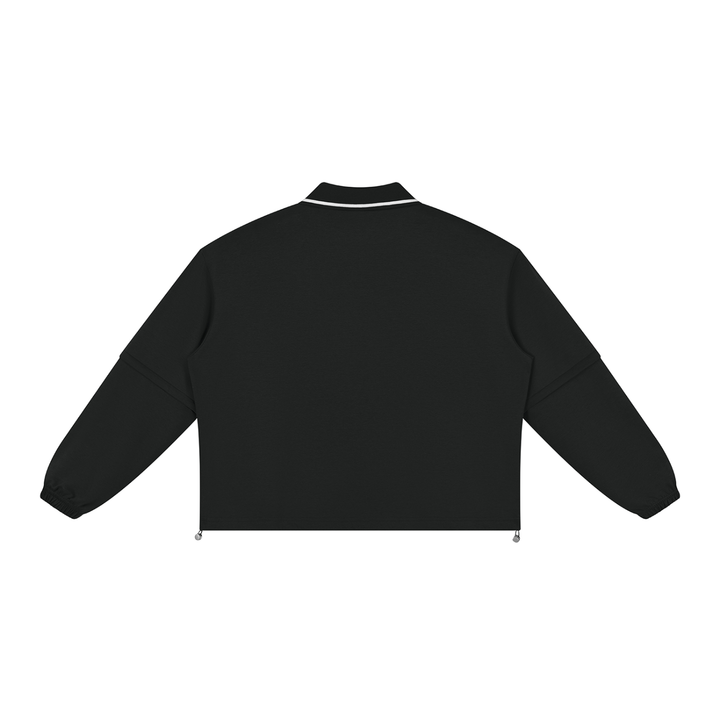men hoddies  Boxy Collared Detachable Sweatshirt