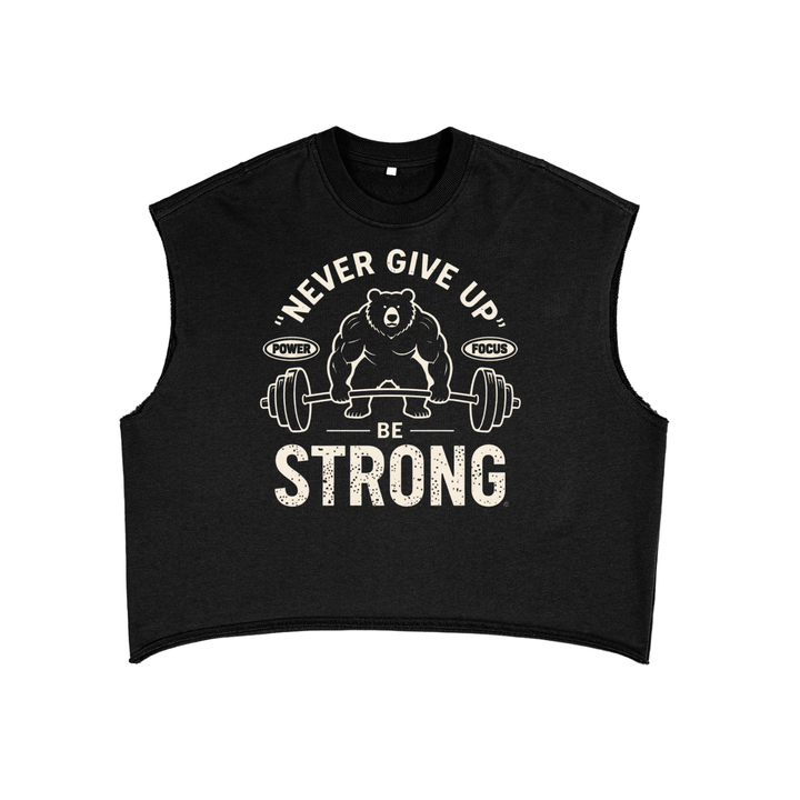 MEN GYM WEAR Never Give Up Weightlifting Bear Training Tank