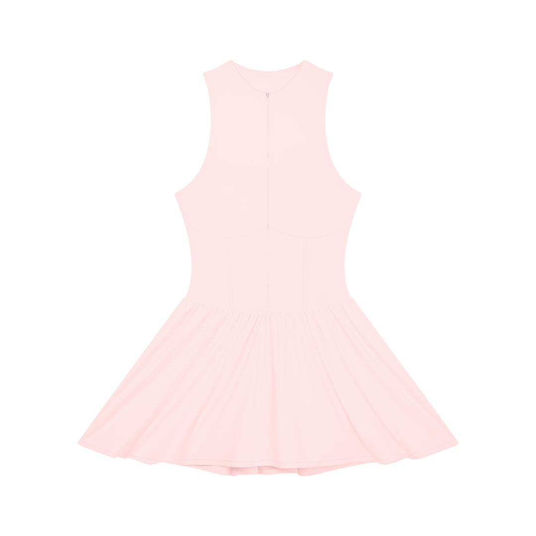 Women’s one piece Ruched Sleeveless Full-Zip Dress