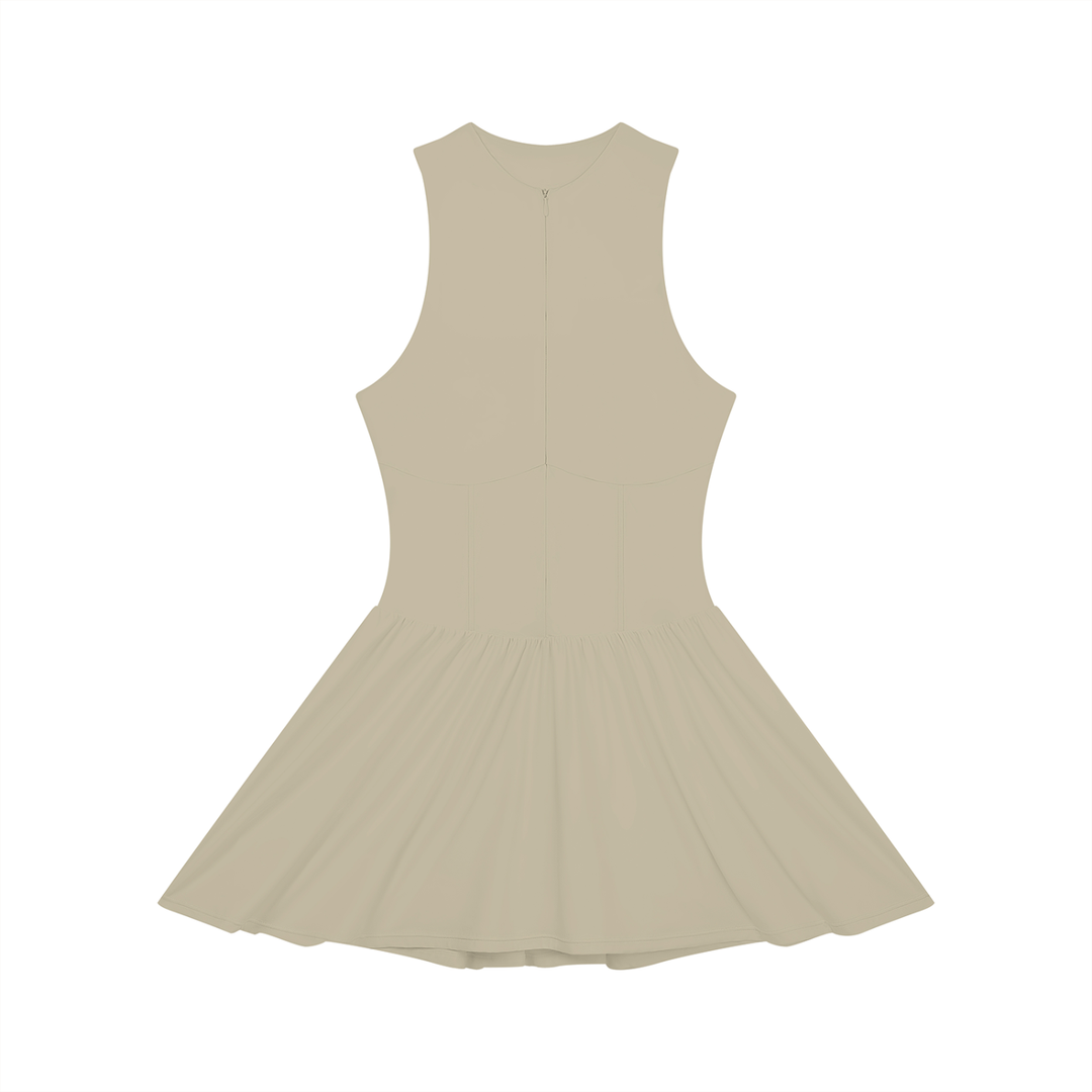 Women’s one piece Ruched Sleeveless Full-Zip Dress