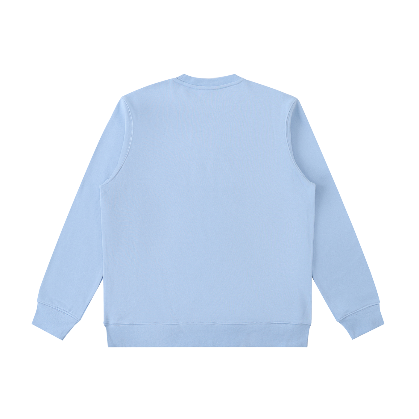 It's 5 O'Clock Everywhere I'm Retired Palm Sweatshirt in Sky Blue, back view.