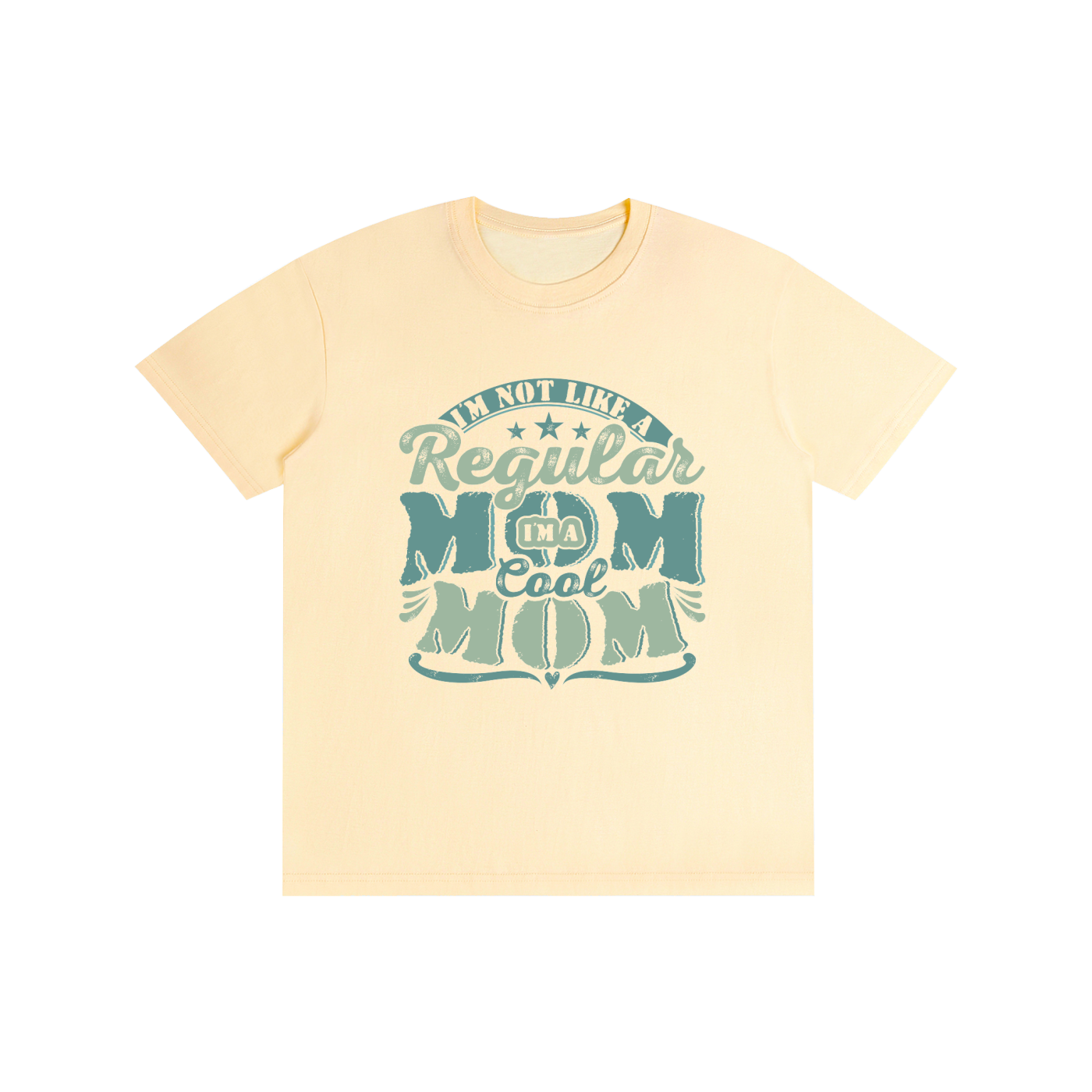 Not A Regular Mom I'm A Cool Mom Retro Tee in Light Apricot, flat lay.
