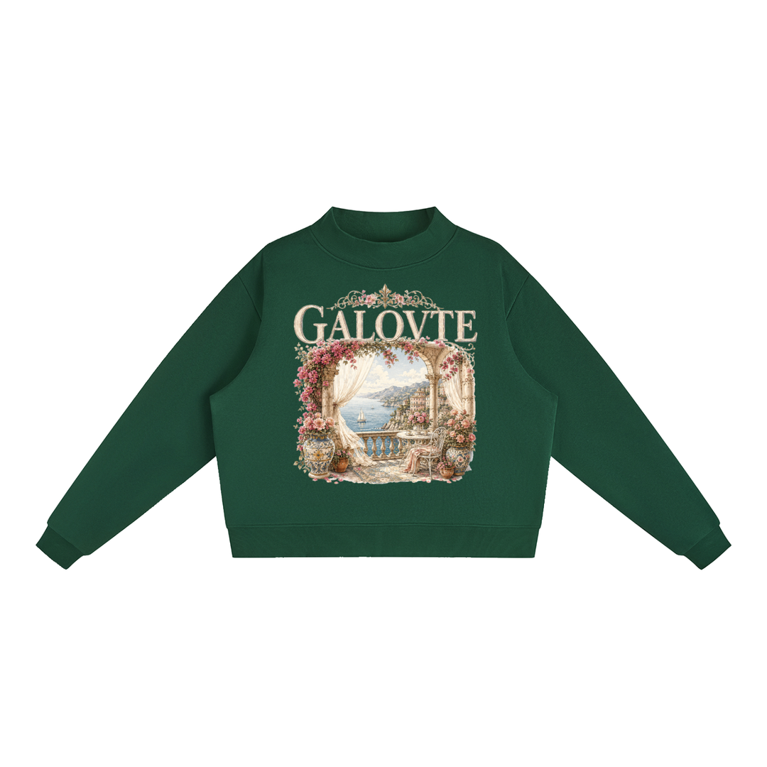 WOMEN GRAPHICS Essential Fleece Mock-Neck Crew Sweatshirt