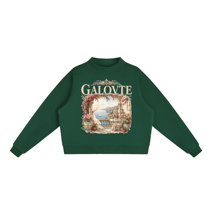 WOMEN GRAPHICS Essential Fleece Mock-Neck Crew Sweatshirt