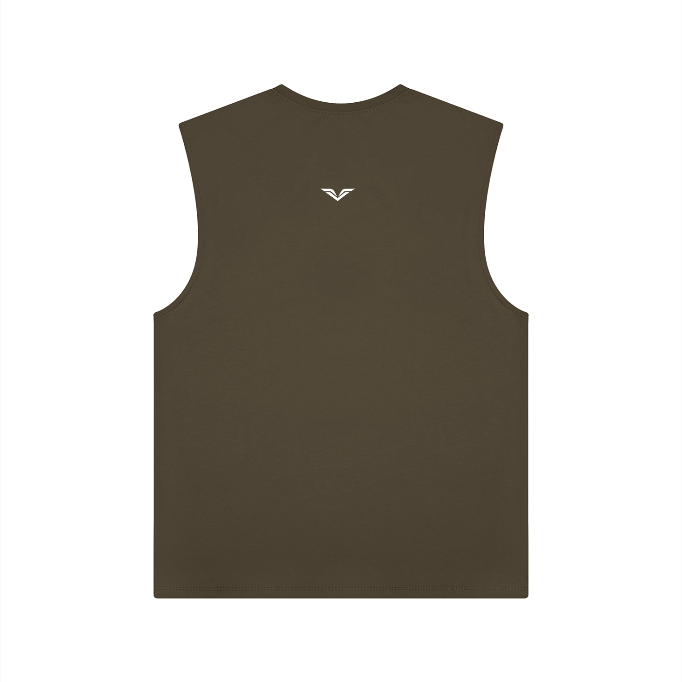 Wing Logo Performance Training Tank in Coffee, back view.