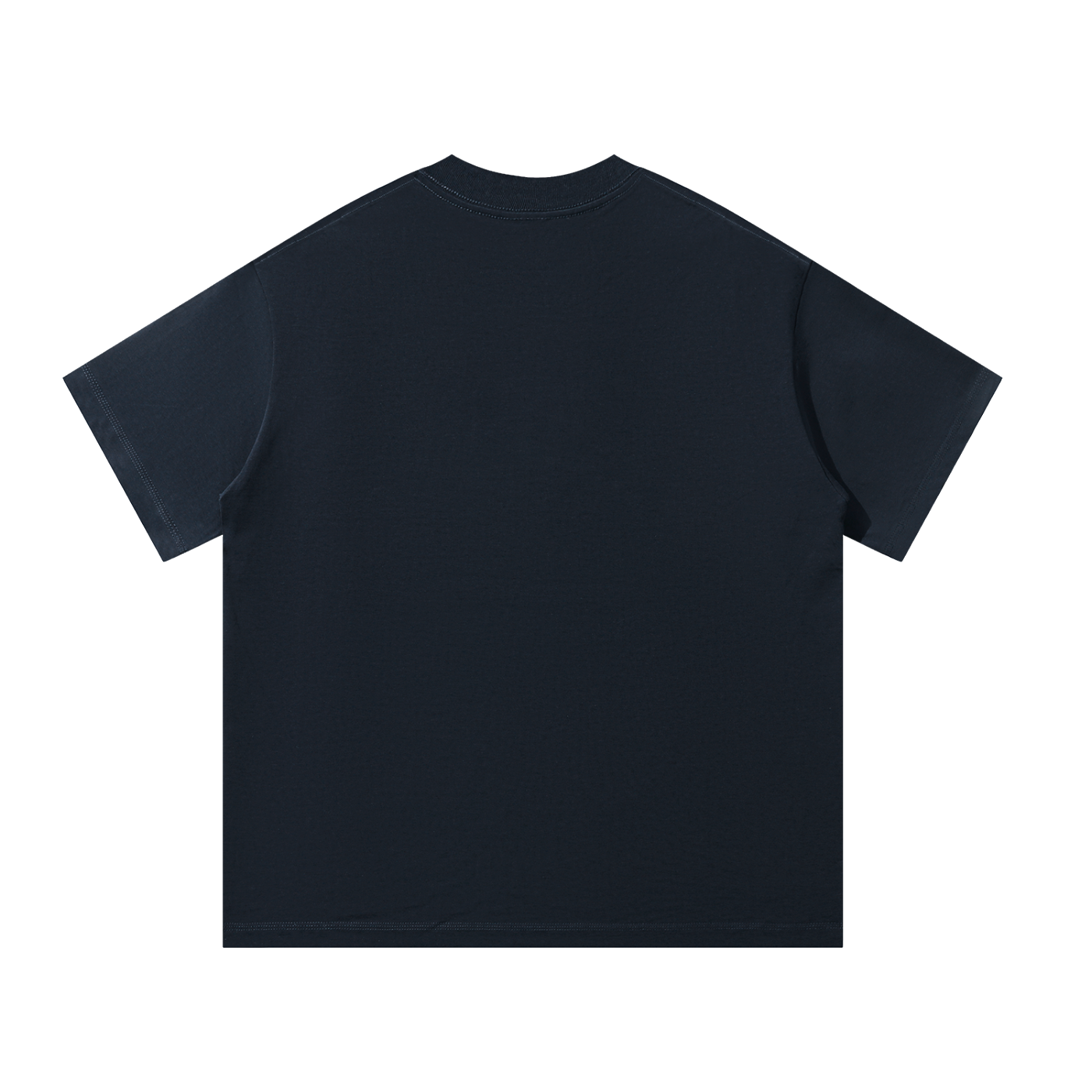 Mama Camo Letter Bow Faux Embroidery Tee in Navy Blue, back view.