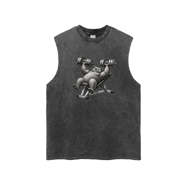 MEN GYM Snow Washed Frayed Hem Tank Top