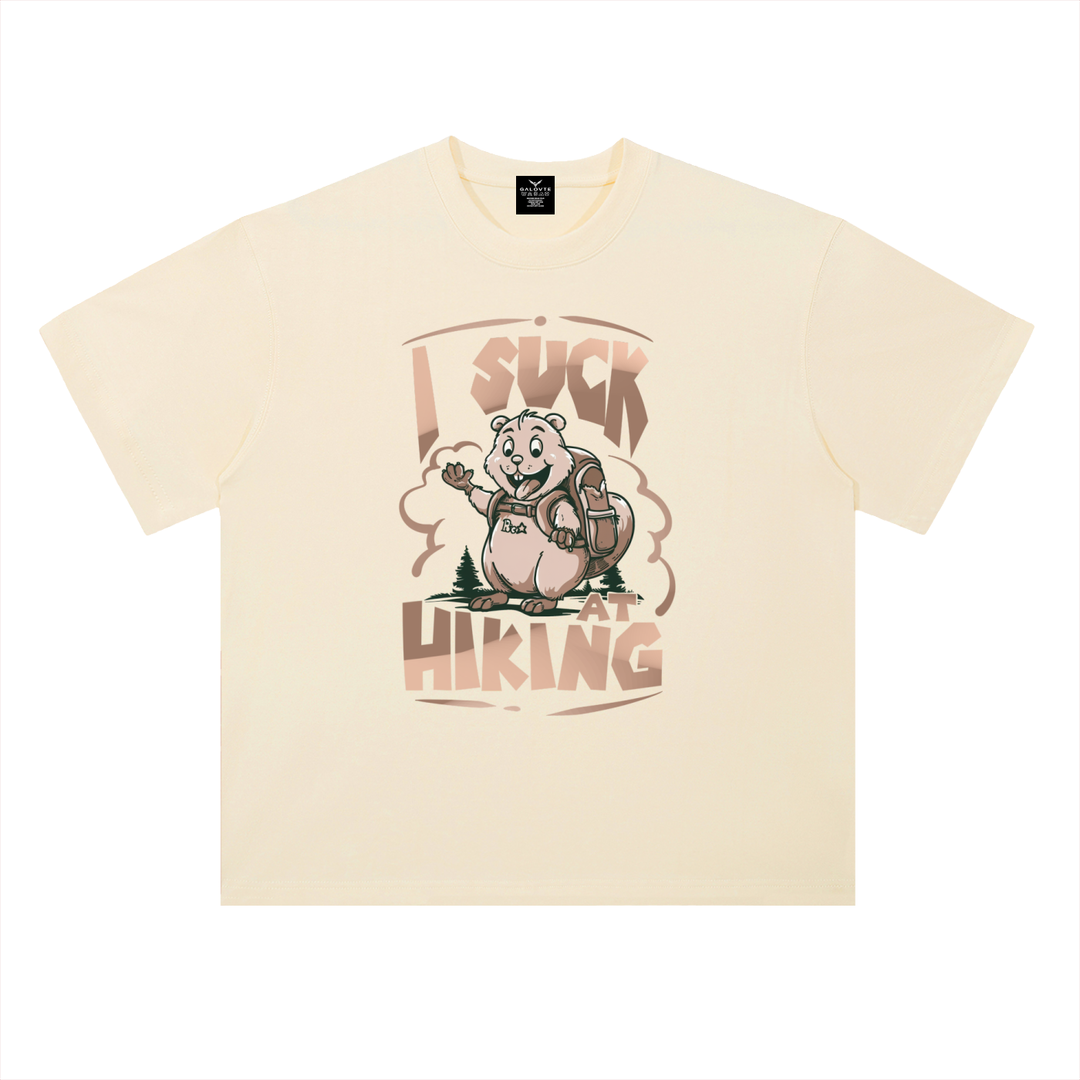 hiking lover I Suck At Hiking Funny Cartoon Bear Tee