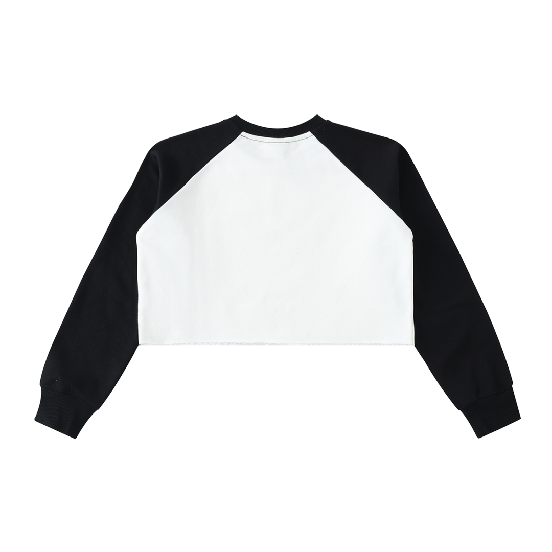Wing Logo Raw Hem Colour-Block Crop Sweatshirt