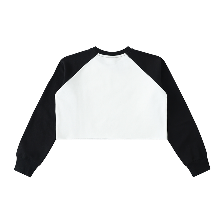 Wing Logo Raw Hem Colour-Block Crop Sweatshirt