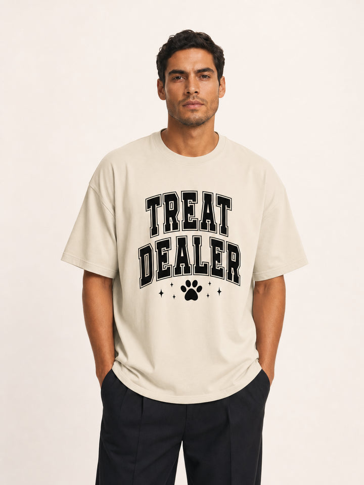 DAD LOVER Treat Dealer Varsity Paw Print Cotton Tee