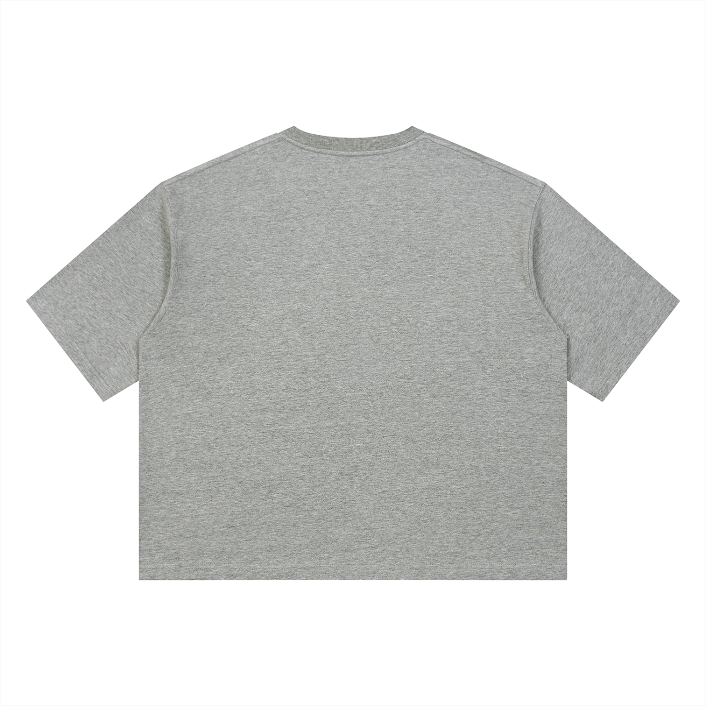 One Day At A Time Mid-Century Sunset Panel Tee in Flower Gray, back view.