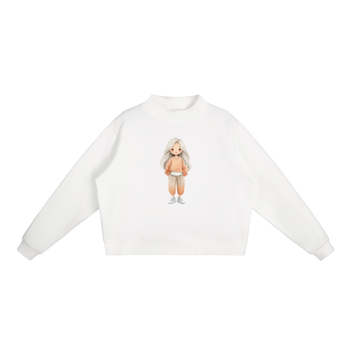 WOMEN GRAPHIC Essential Fleece Mock-Neck Crew Sweatshirt