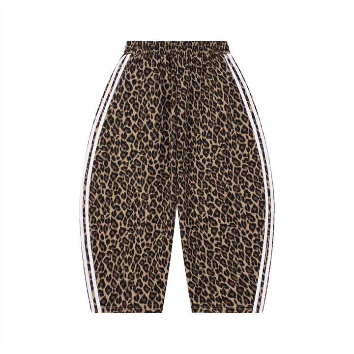 men brand Leopard Barrel Leg Sweatpants