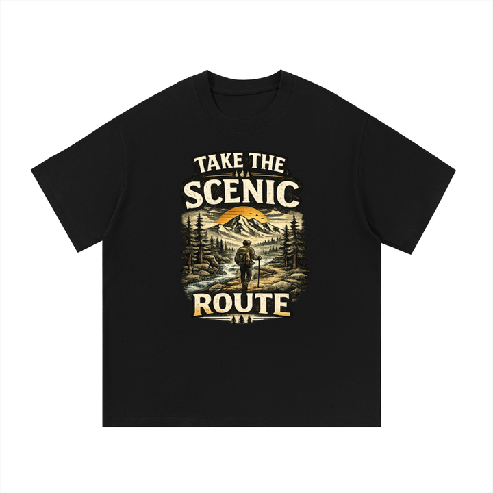 hiking lover Take The Scenic Route Vintage Mountain Poster Tee