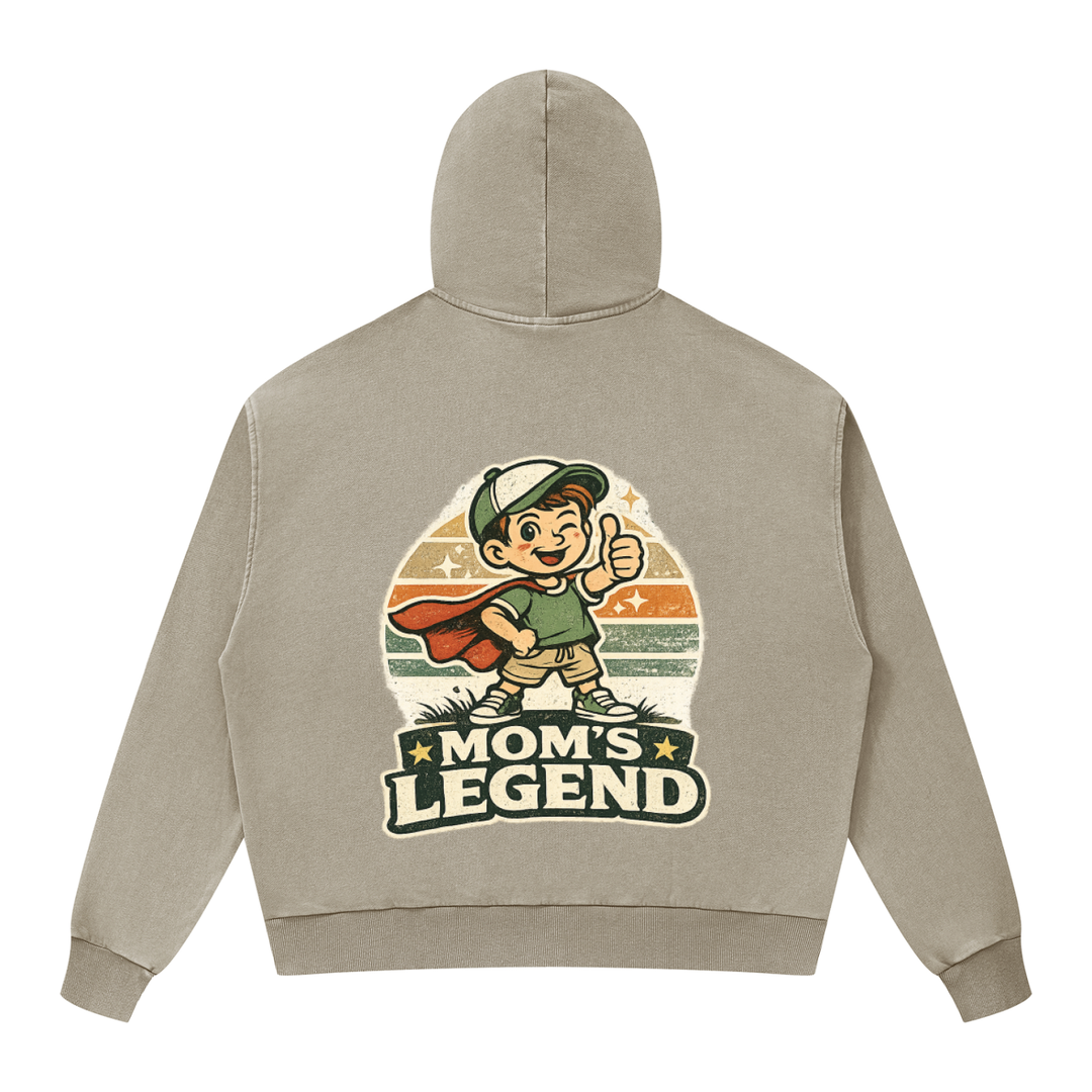 mom lover Mineral Wash Boxy Full Zip Hoodie