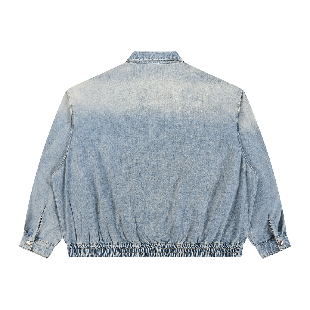 MEN  COAT AND JACKET Unisex Vintage Wash Full-Zip Denim Jacket