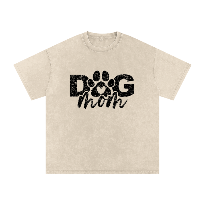 mom lover  Distressed Paw Snow-Washed Tee