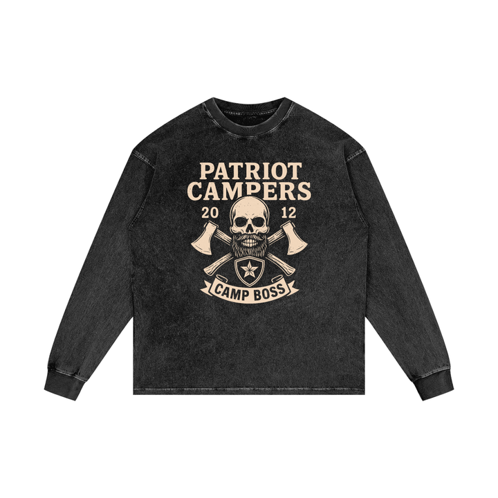 men. graphic Acid Wash Oversize Long Sleeve T-Shirt