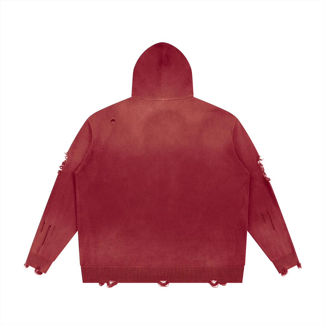 WOMEN HODDIES  Distressed Full Zip Sweater