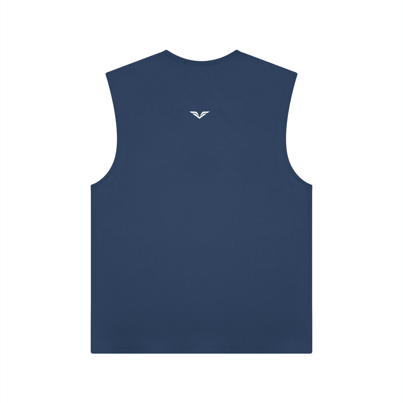 Wing Logo Performance Training Tank in Blue, back view.