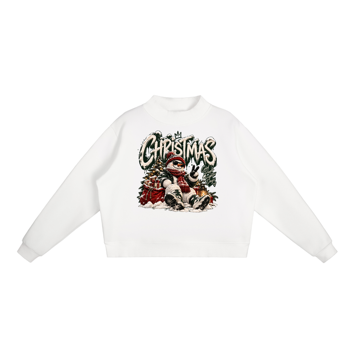 women graphic Fleece Mock-Neck Crew Sweatshirt