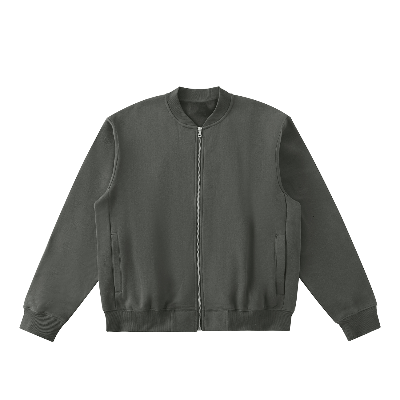 men brand Essential Zip-Up Fleeced Varsity Jacket