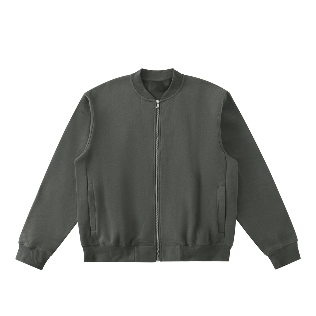 men brand Essential Zip-Up Fleeced Varsity Jacket