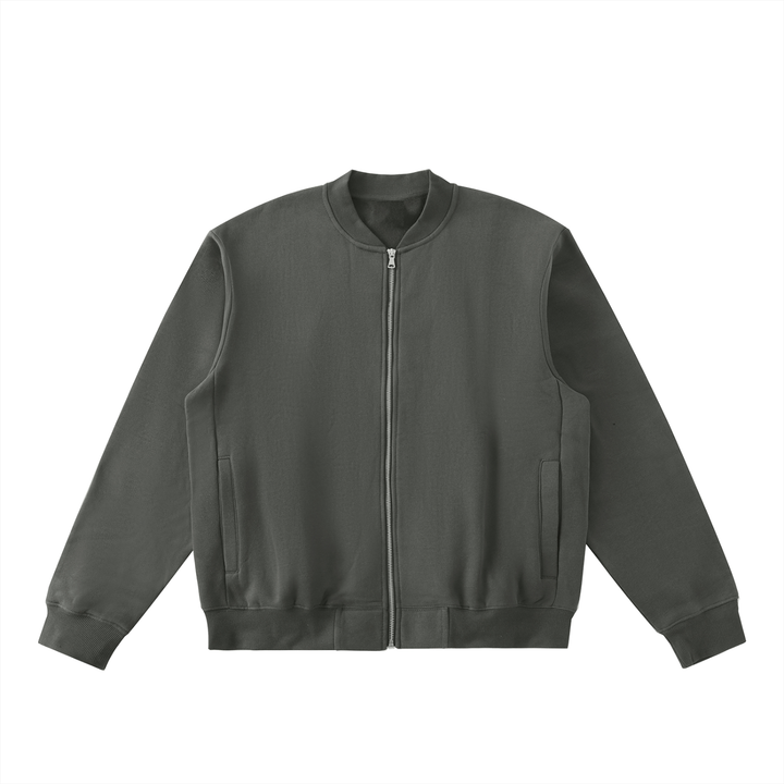 men brand Essential Zip-Up Fleeced Varsity Jacket