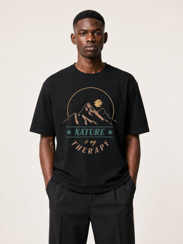 hiking lover Nature Is My Therapy Mountain Sunrise Tee