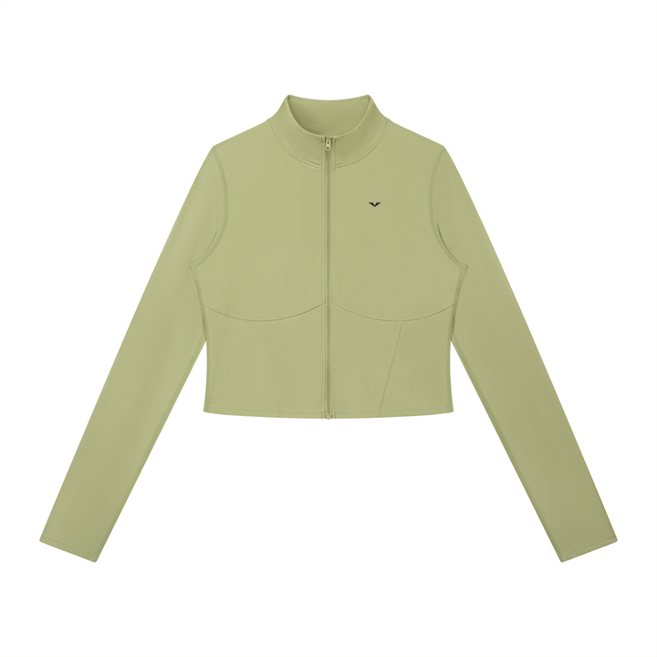 women gym wear Cropped Full-Zip Sports Jacket — Sand