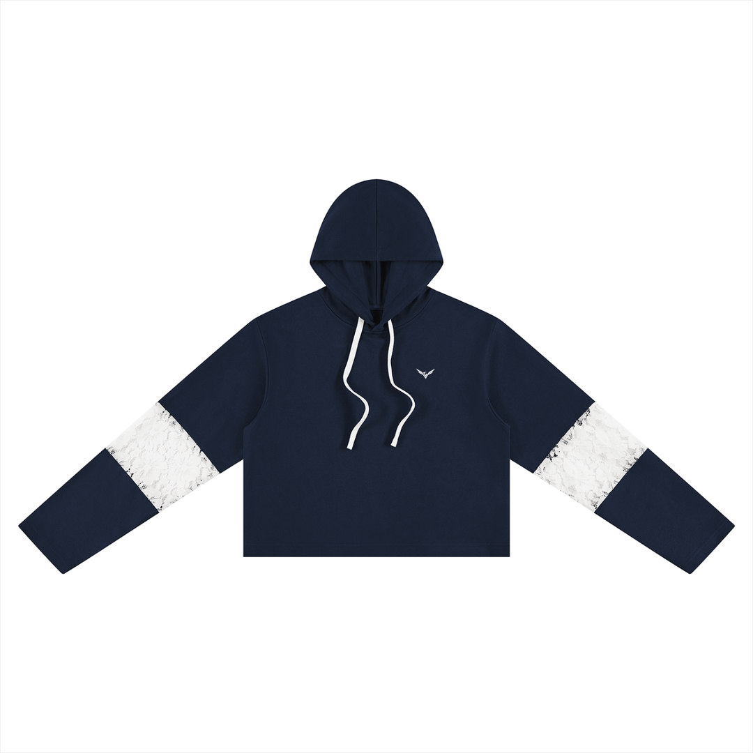 Women’s HODDIES Cropped Lace-Panel Hoodie
