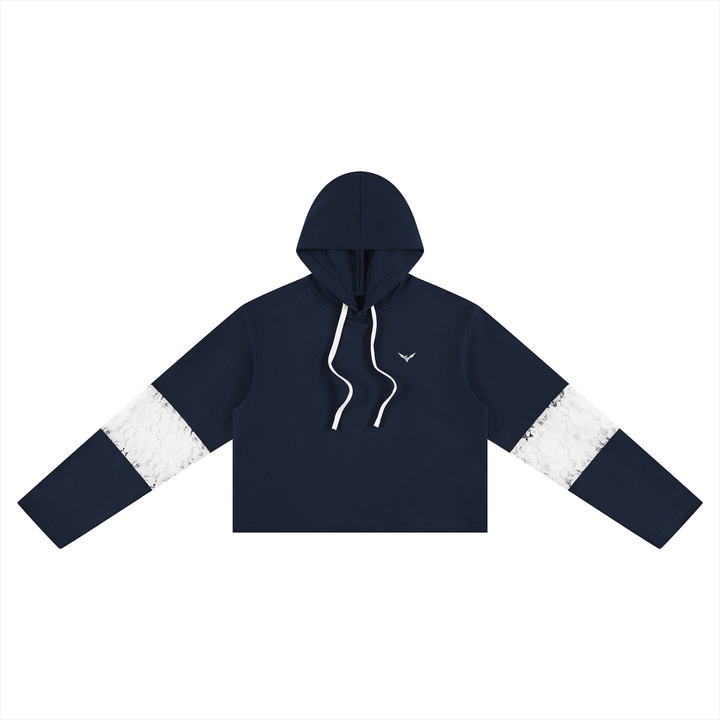 Women’s HODDIES Cropped Lace-Panel Hoodie