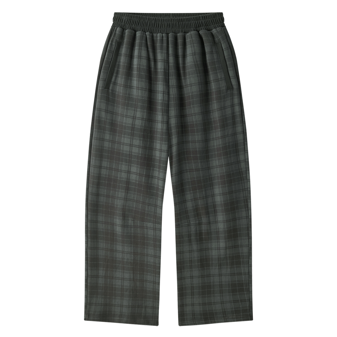 women pent Unisex Plaid Straight Leg Pants