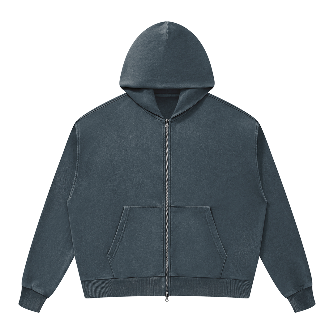 men hoddies Unisex Mineral Wash Boxy Full Zip Hoodie